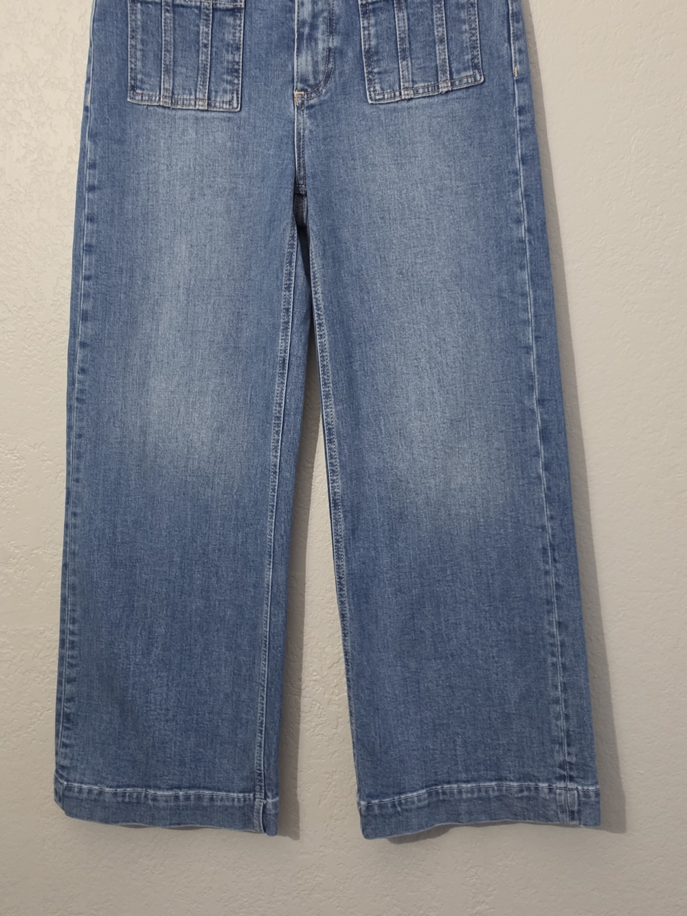 Paige Anessa Wide Leg Crop Jeans Front Patch Pockets High Rise Womens 28 - Picture 5 of 11